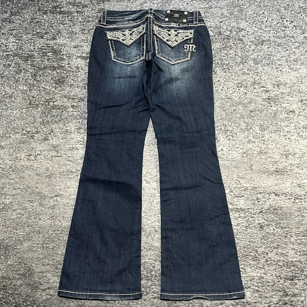 Miss Me Jeans Womens 26 (29x31) Blue Easy Boot Cut Low Rise Flare Rhinestone Y2K